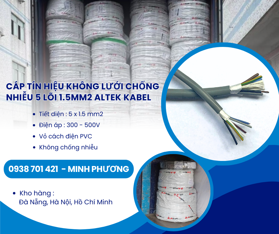 Cáp tín hiệu không lưới chống nhiễu 5 lõi 1.5mm2 Altek Kabel Đà Nẵng, Huế, Bình